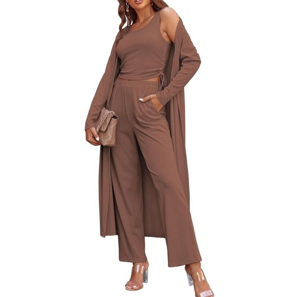 Ekouaer Pants - Ribbed 3-piece Lounge Set